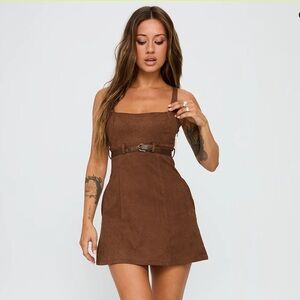 Way back in faux mini suede dress by princess polly